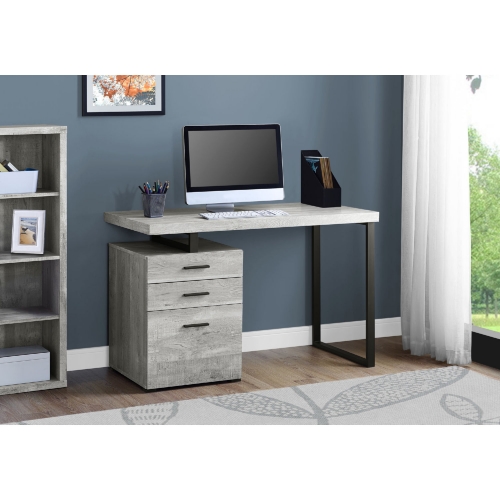 48" Computer Desk in Grey Wood Grain & Black Metal